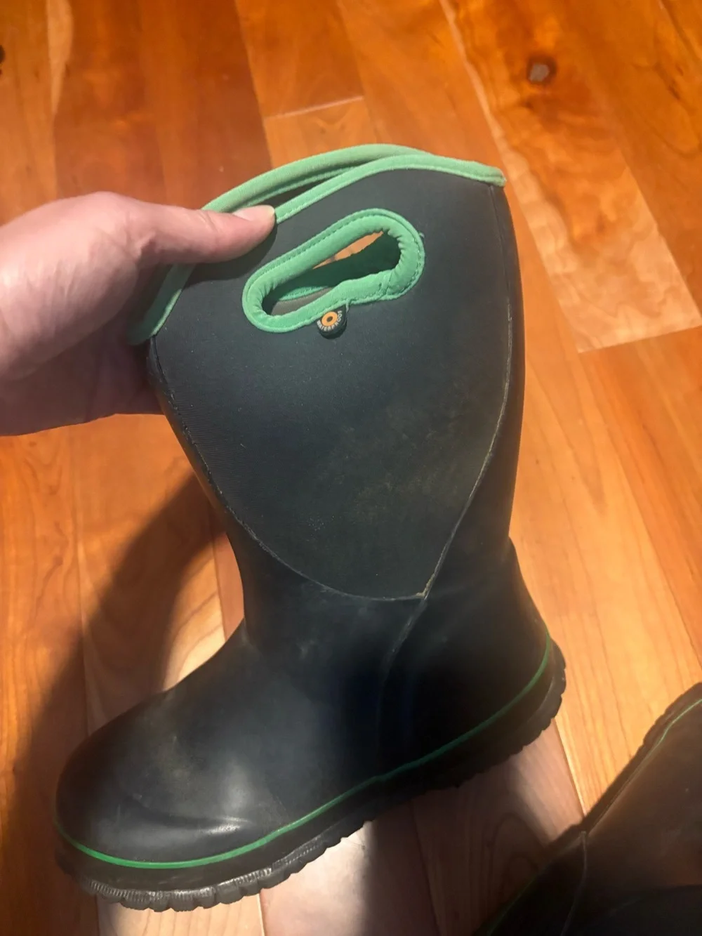 BOGS Black and Green Kids Waterproof Winter Snow Boots
